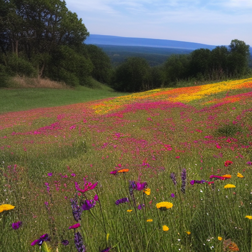 rolling hills with wildflowers